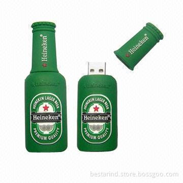 Bottle-shaped Promotional USB Flash Drives with Beautiful Various Style and 256MB to 32GB Capacities